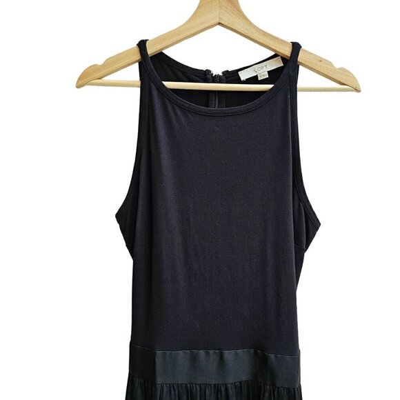 Loft Black Sleeveless Midi Dress with Silky Skirt, Size Medium - Picture 3 of 12